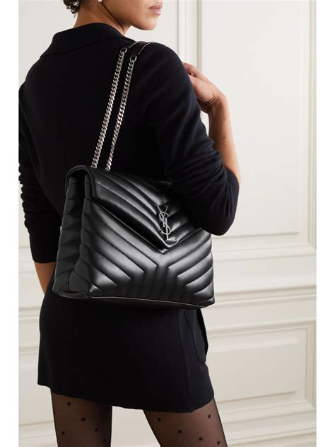 ysl loulou medium nera|SAINT LAURENT Loulou medium quilted leather shoulder bag.